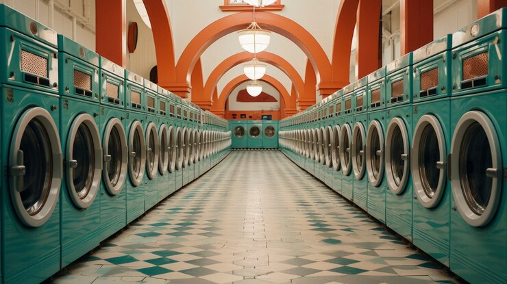 veja dentro de uma sala de lavanderia com decoracao vintage e maquinas de lavar roupa 23 2151176187